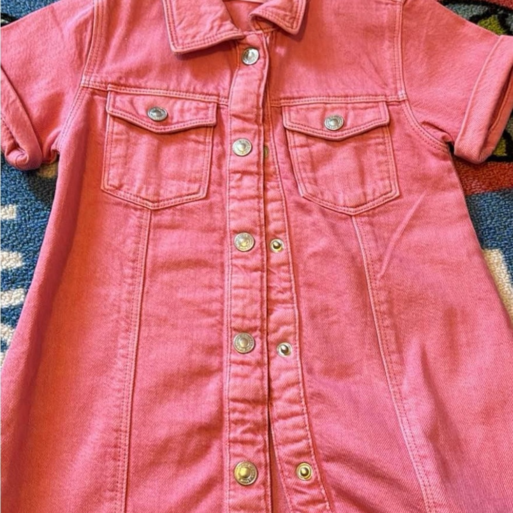 Pink Button-Up Denim Shirt